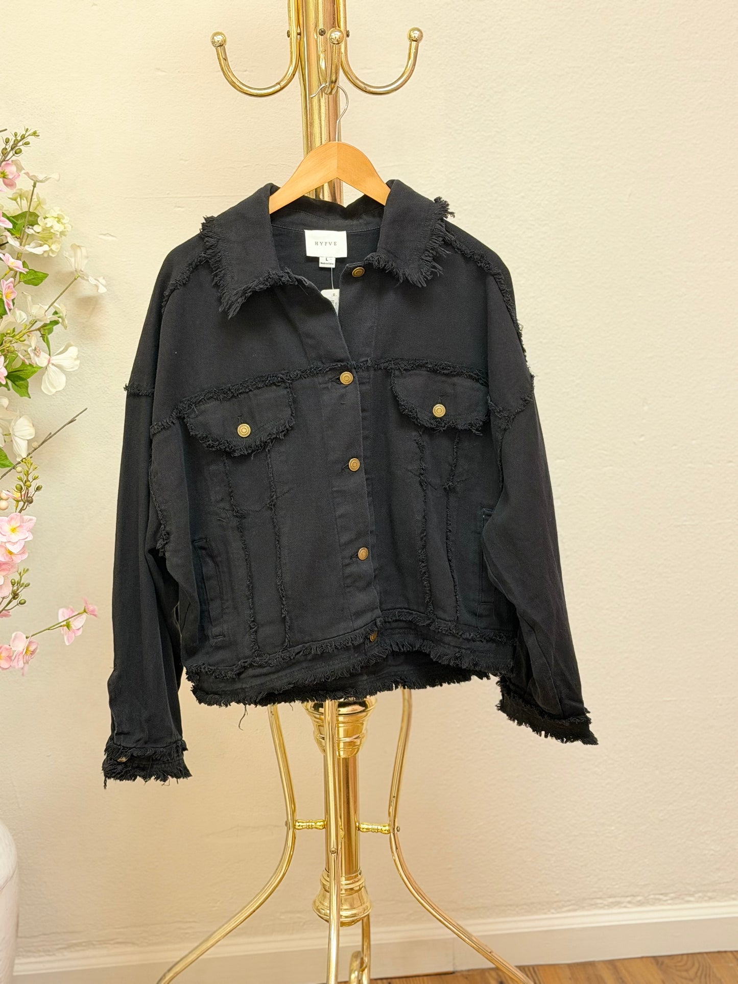 Oversized Frayed Denim Jacket