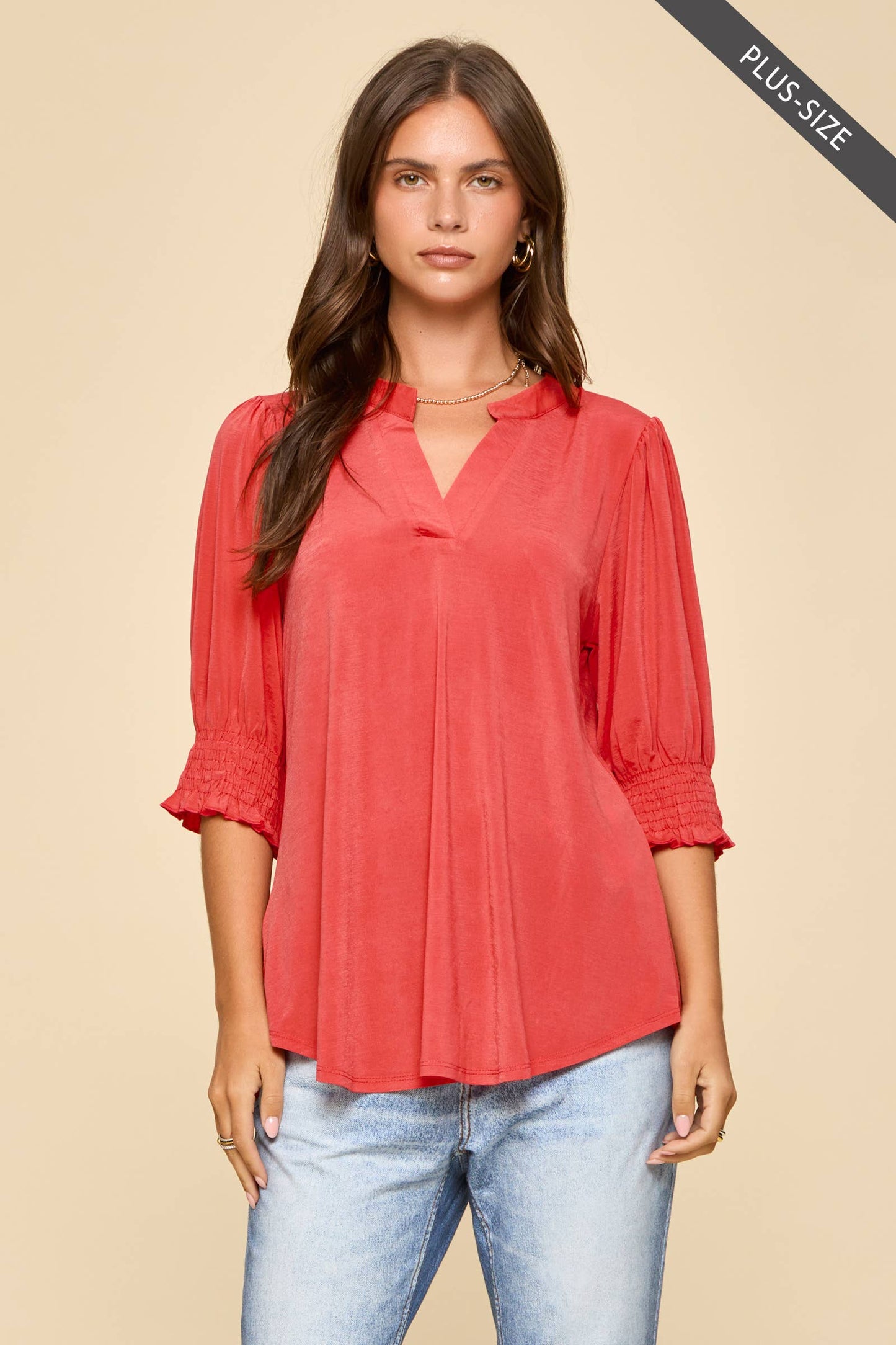 Smocked 3/4 Sleeve Lizzy Top