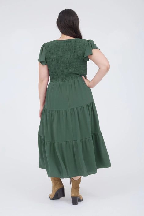 Flutter Sleeve Midi Dress