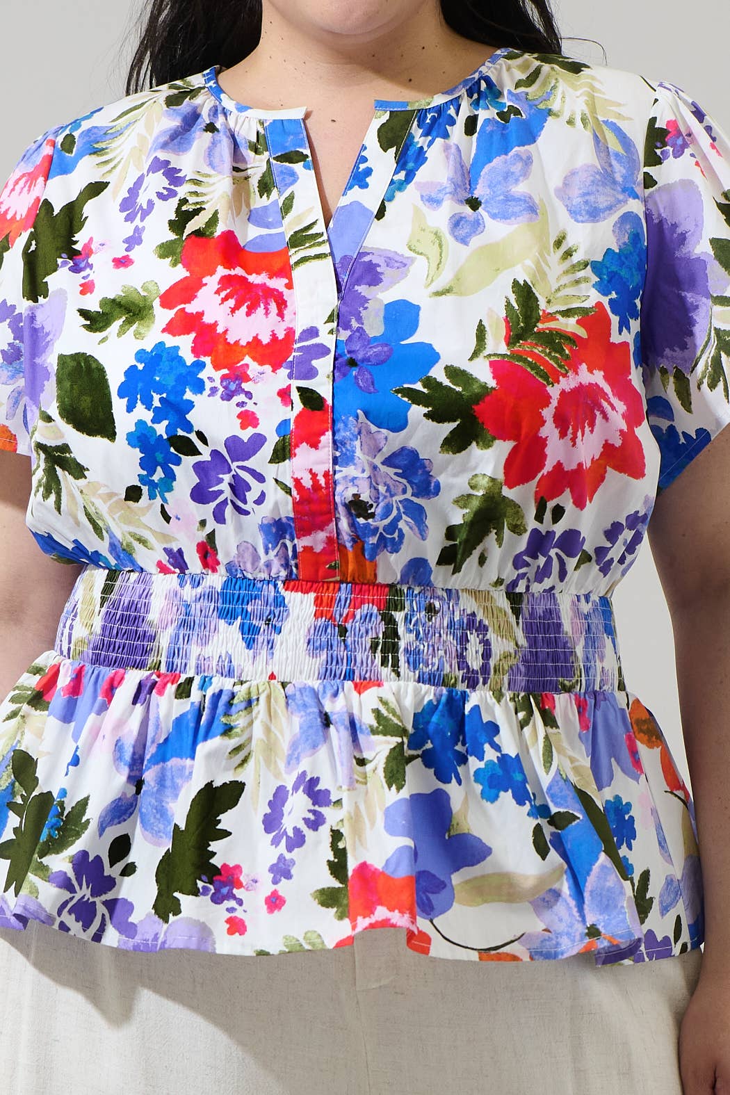Floral Smocked Peplum Top