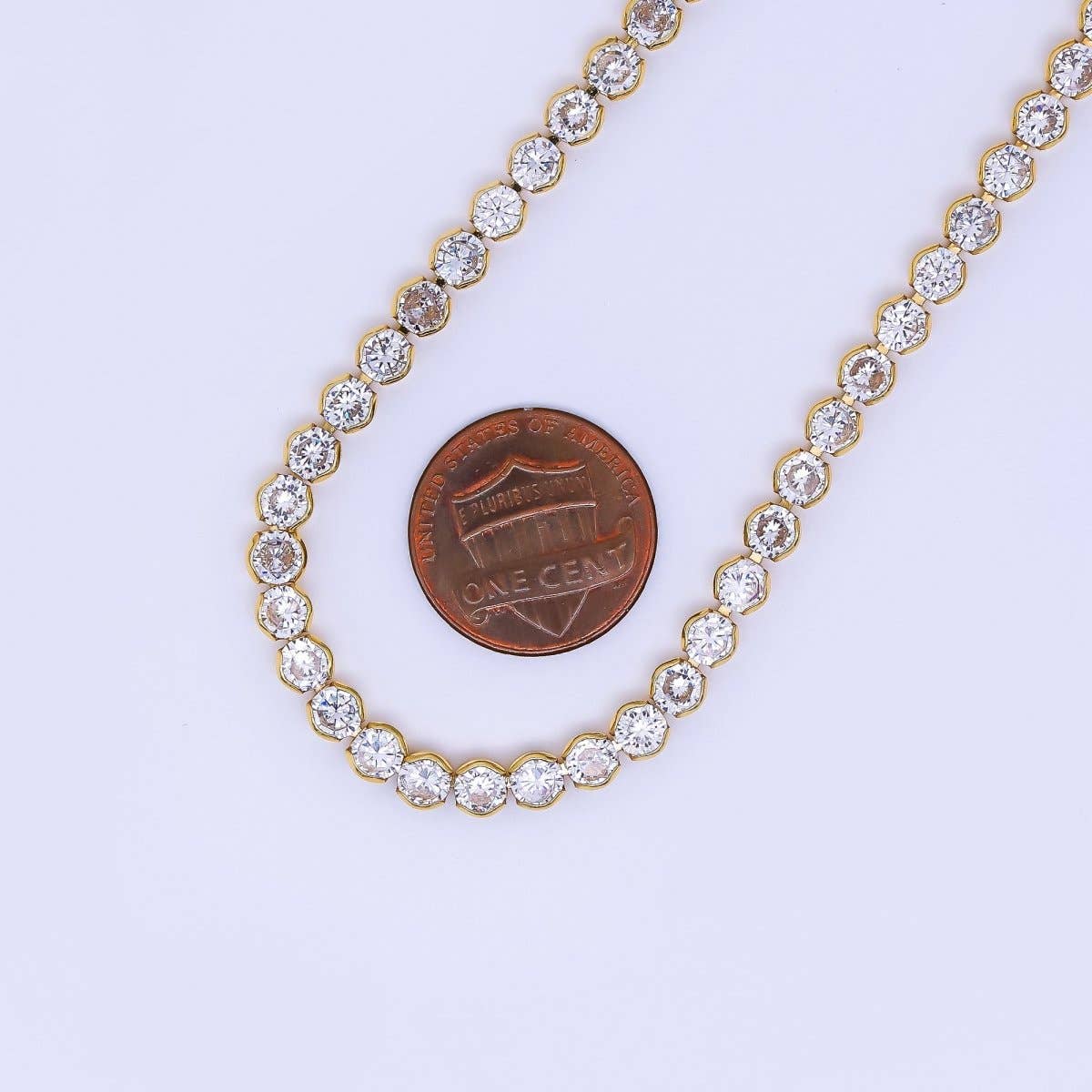 Golf Filled Clear CZ Bezel Tennis 18 in Necklace