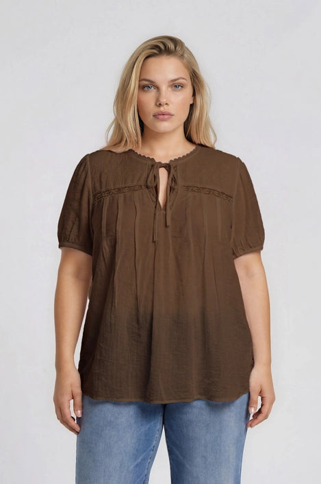 Embroidered Lace Trim Top