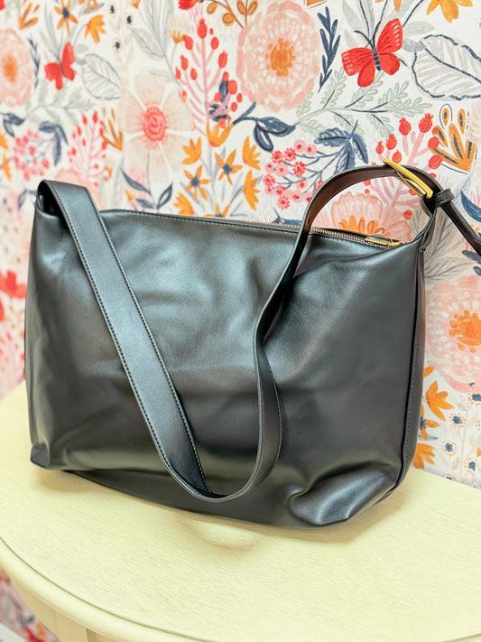 Vegan Leather Boston Shoulder Tote Bag
