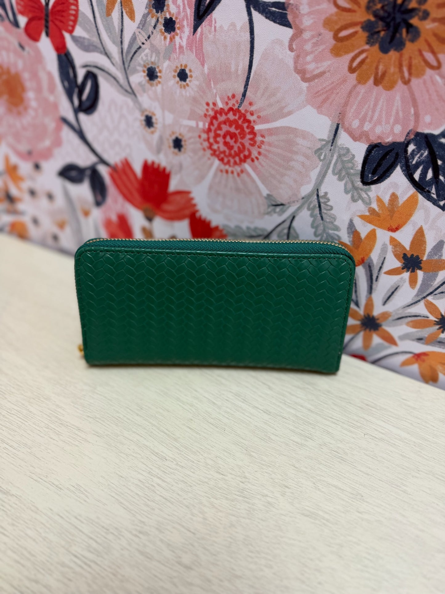 Vegan Leather Woven Long Wallet