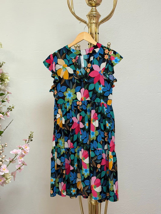 Flutter Sleeve Tiered Forever Dress