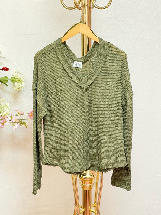 Open Weave V-Neck Top