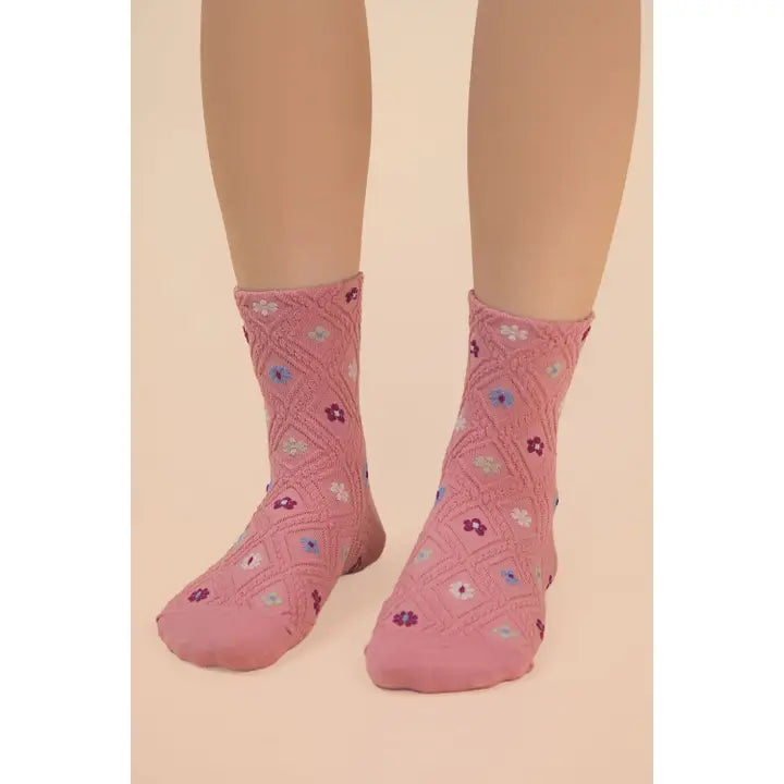 Floral Printed Crew Socks