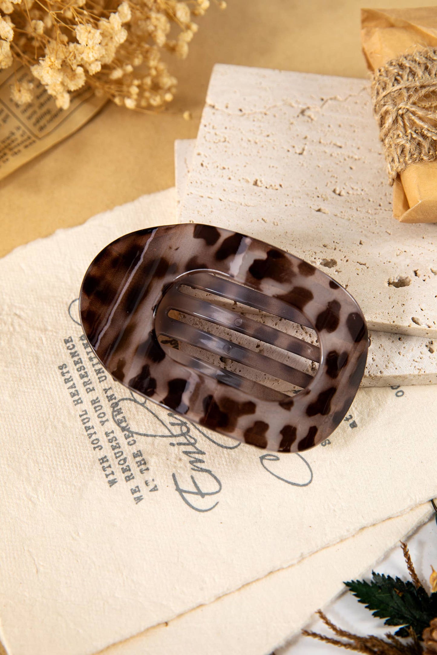 Leopard Print Acrylic Oval Hair Claw Clip