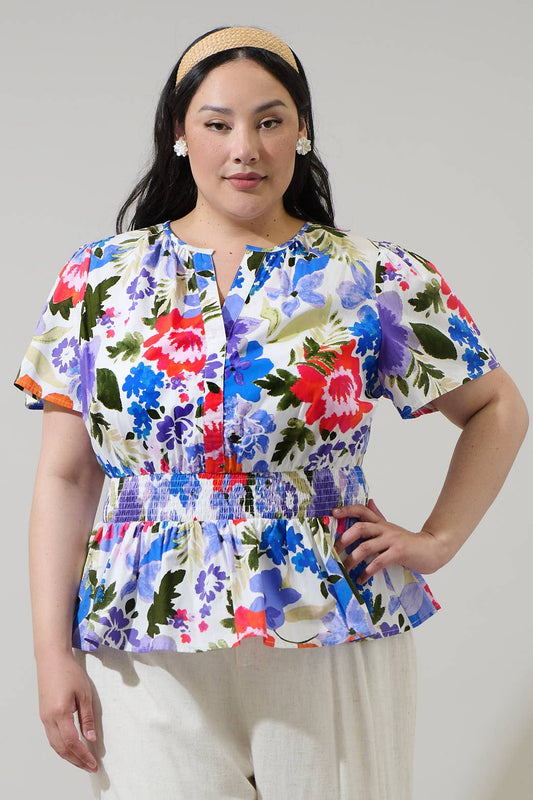 Floral Smocked Peplum Top