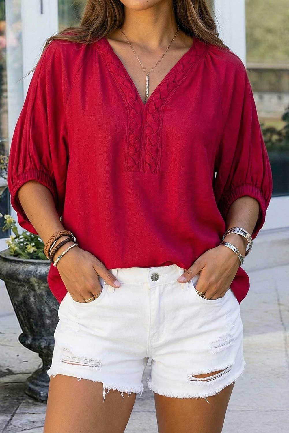 Braided Trim Blouse