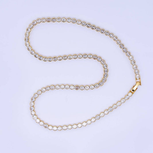 Golf Filled Clear CZ Bezel Tennis 18 in Necklace