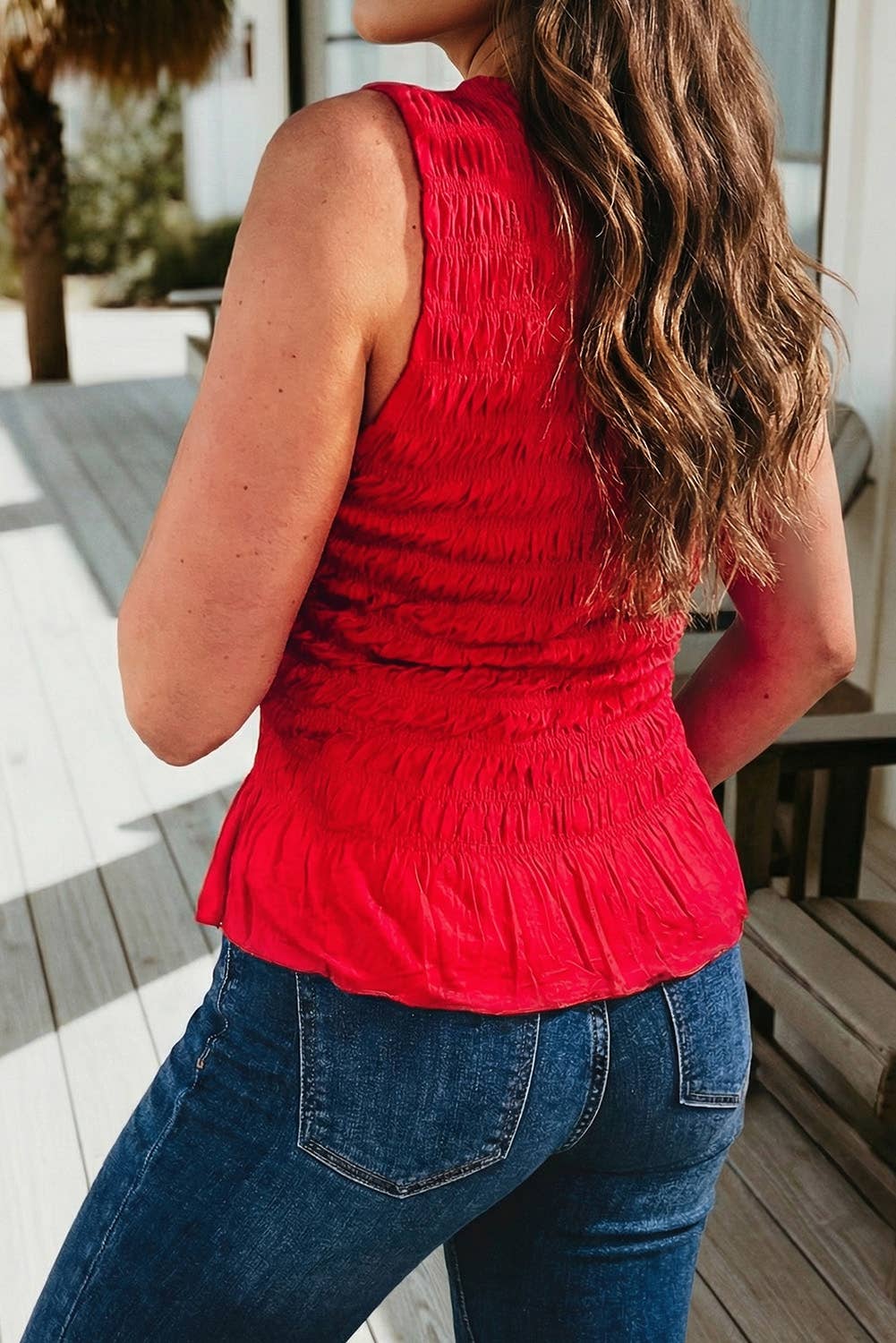Smocked Peplum Top