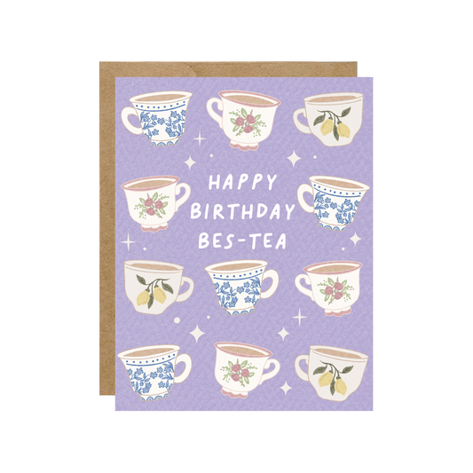 Happy Birthday Bes-Tea Vintage Card