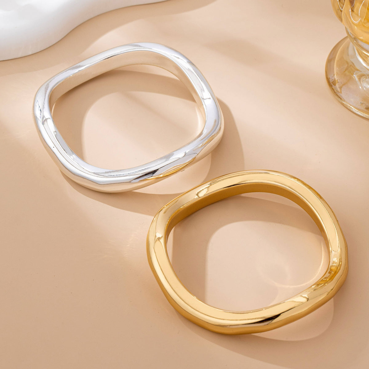 Mixed Metal Tube Bangle Duo