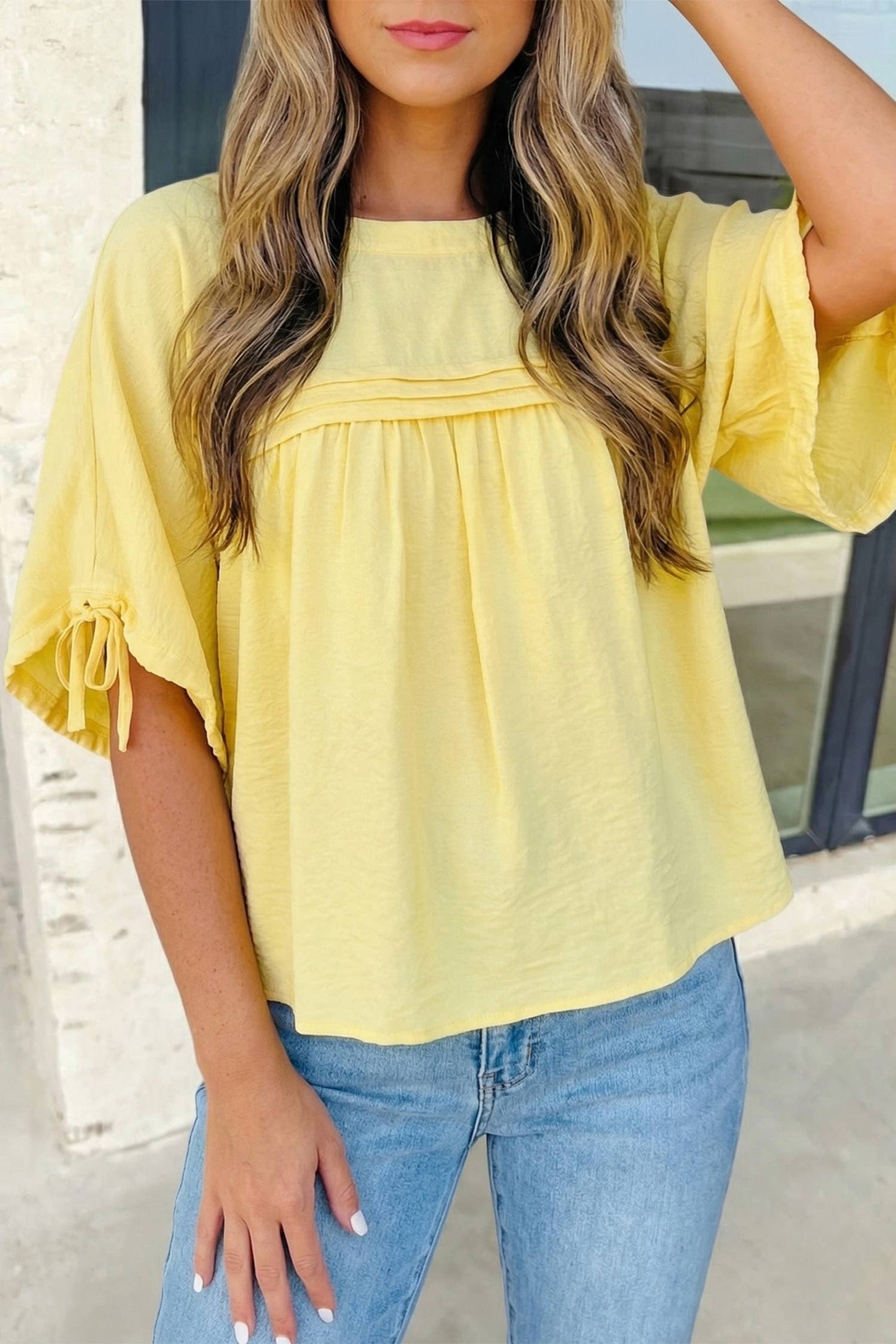 Pleated Detail Babydoll Blouse