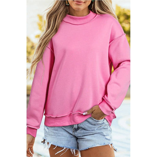 Raw Hem Mock Neck Sweatshirt