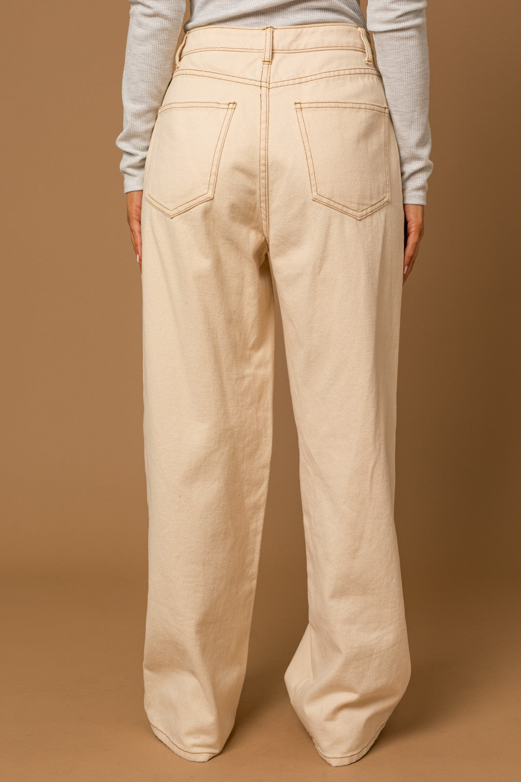 Pleated Denim Wide Pants