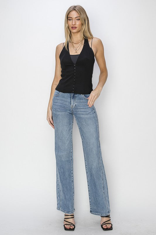 Risen Plus Size Mid Rise Straight Jeans