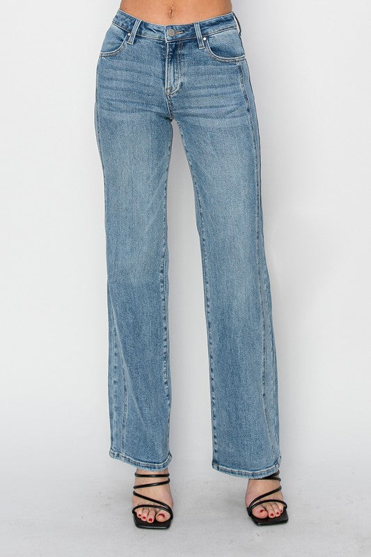 Risen Plus Size Mid Rise Straight Jeans