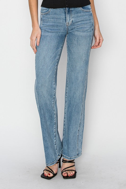 Risen Plus Size Mid Rise Straight Jeans