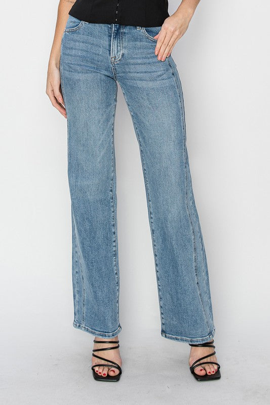 Risen Plus Size Mid Rise Straight Jeans