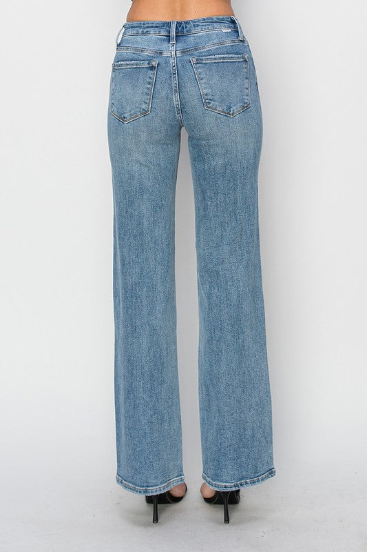 Risen Plus Size Mid Rise Straight Jeans