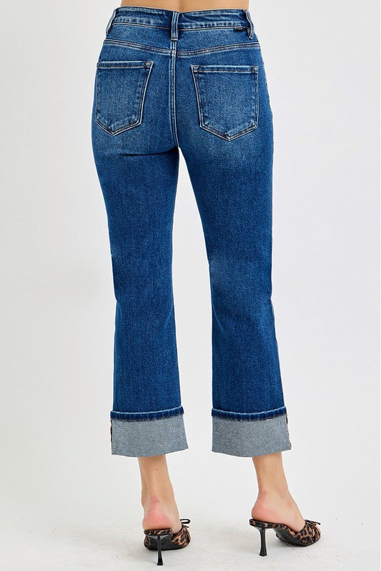 Risen Jeans High Rise Ankle Straight Cuffed Jeans