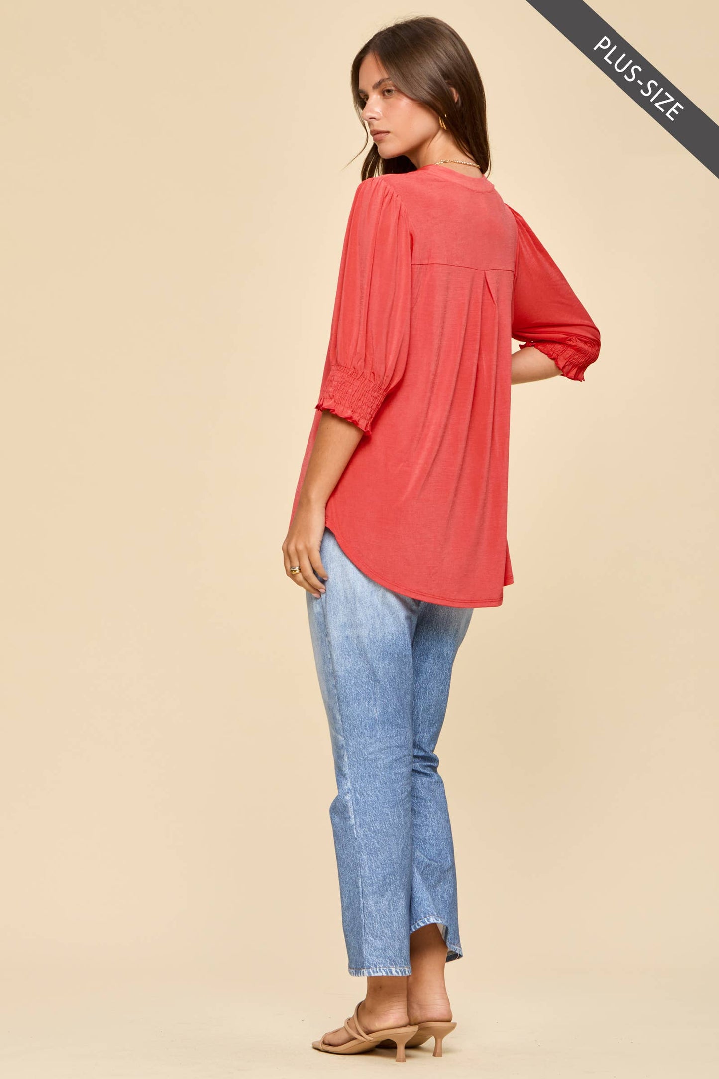 Smocked 3/4 Sleeve Lizzy Top
