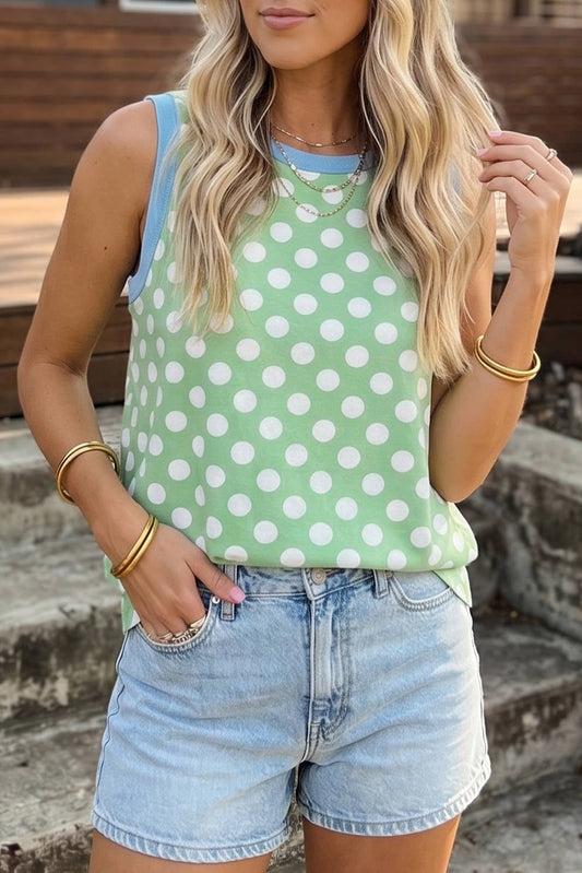 Polka Dot Trim Tank Top