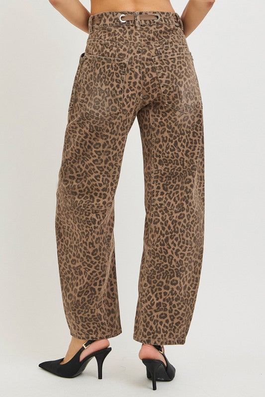 Risen Slouchy Crop Barrel Jeans w/Waistband Drawstring & Eyelet Details