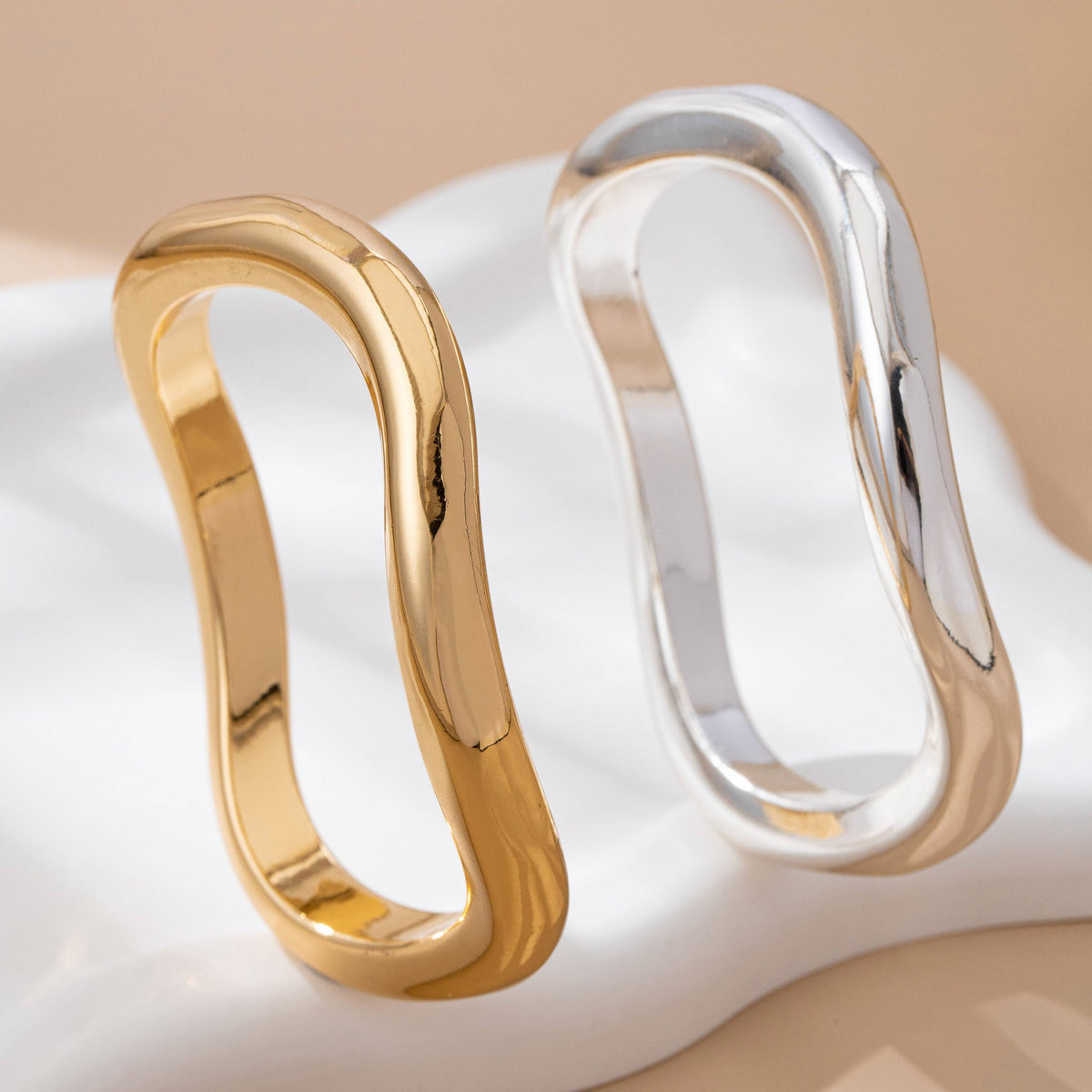 Mixed Metal Tube Bangle Duo