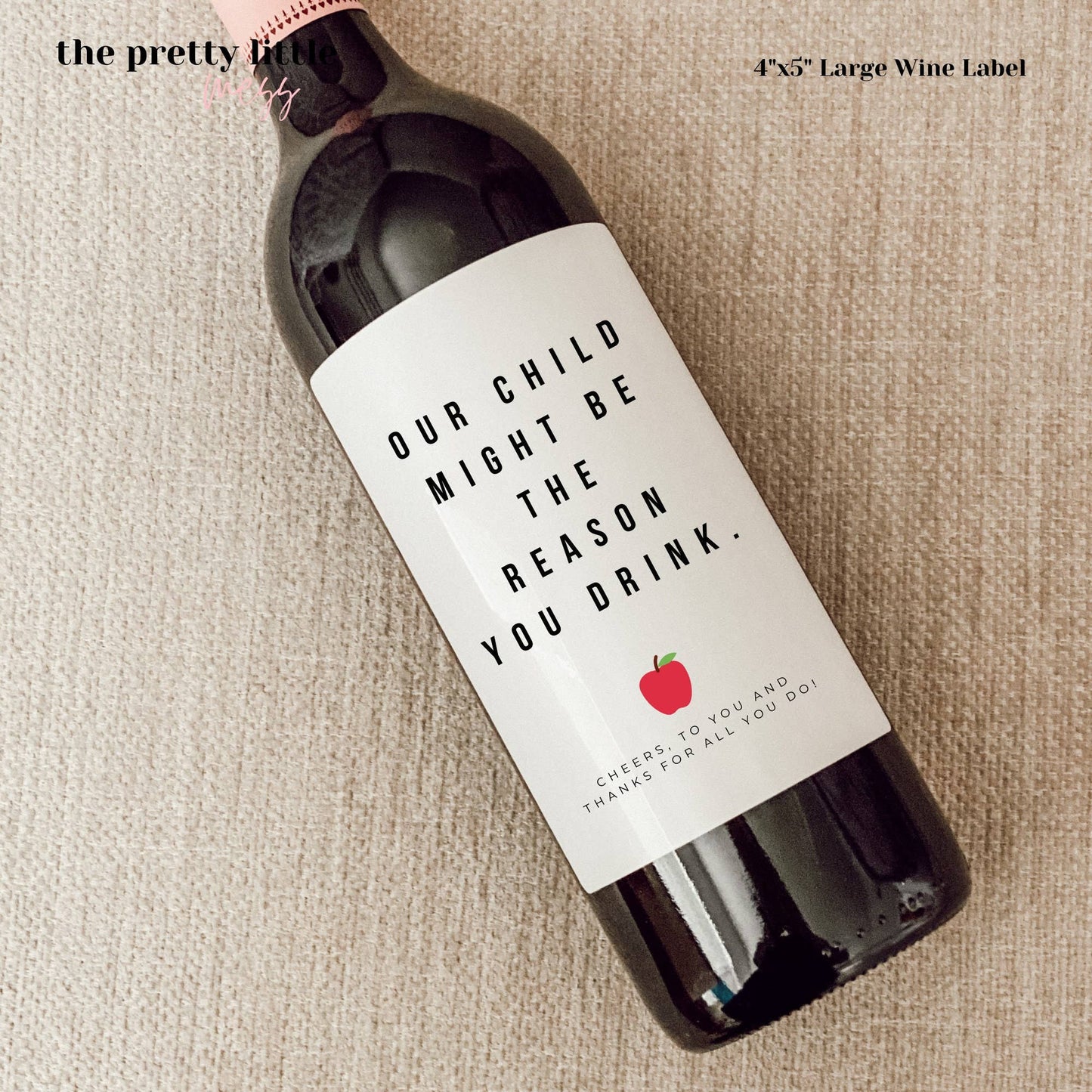 Teacher Appreciation Wine Label 4"x5"
