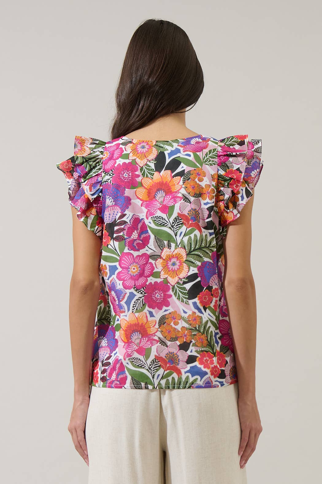 Floral Tiffy Ruffle Top