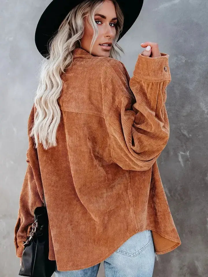 Casual Corduroy Button-Down Shirt