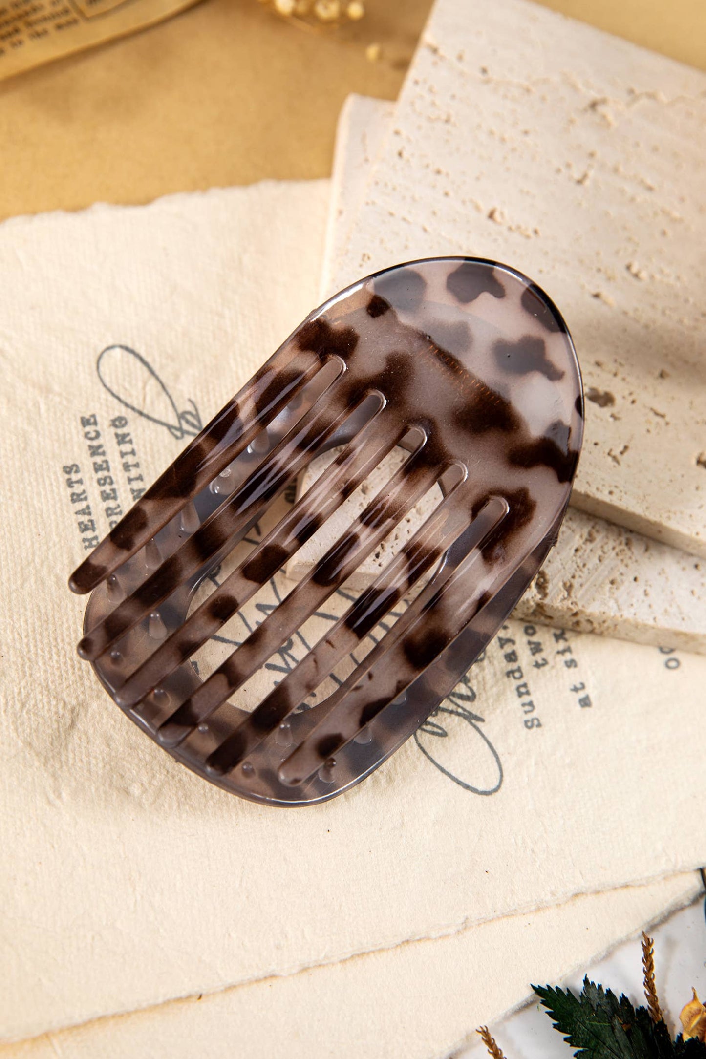 Leopard Print Acrylic Oval Hair Claw Clip