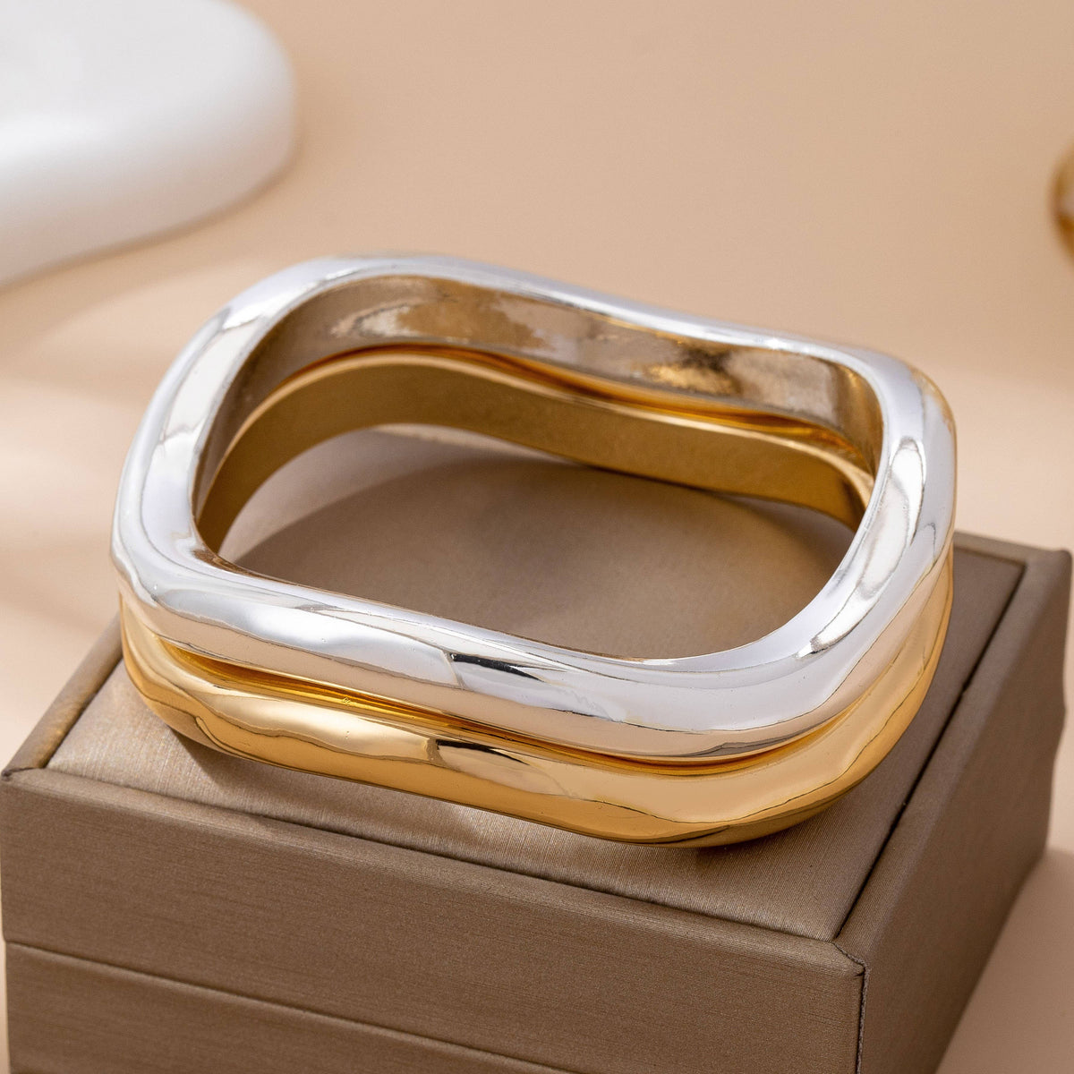 Mixed Metal Tube Bangle Duo