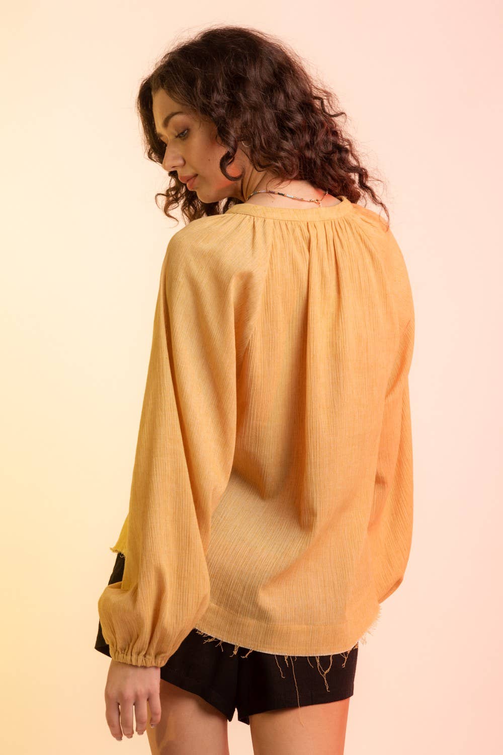 Woven Gauze V Neck Blouse
