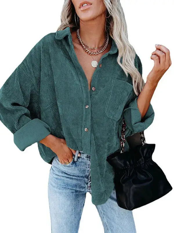 Casual Corduroy Button-Down Shirt