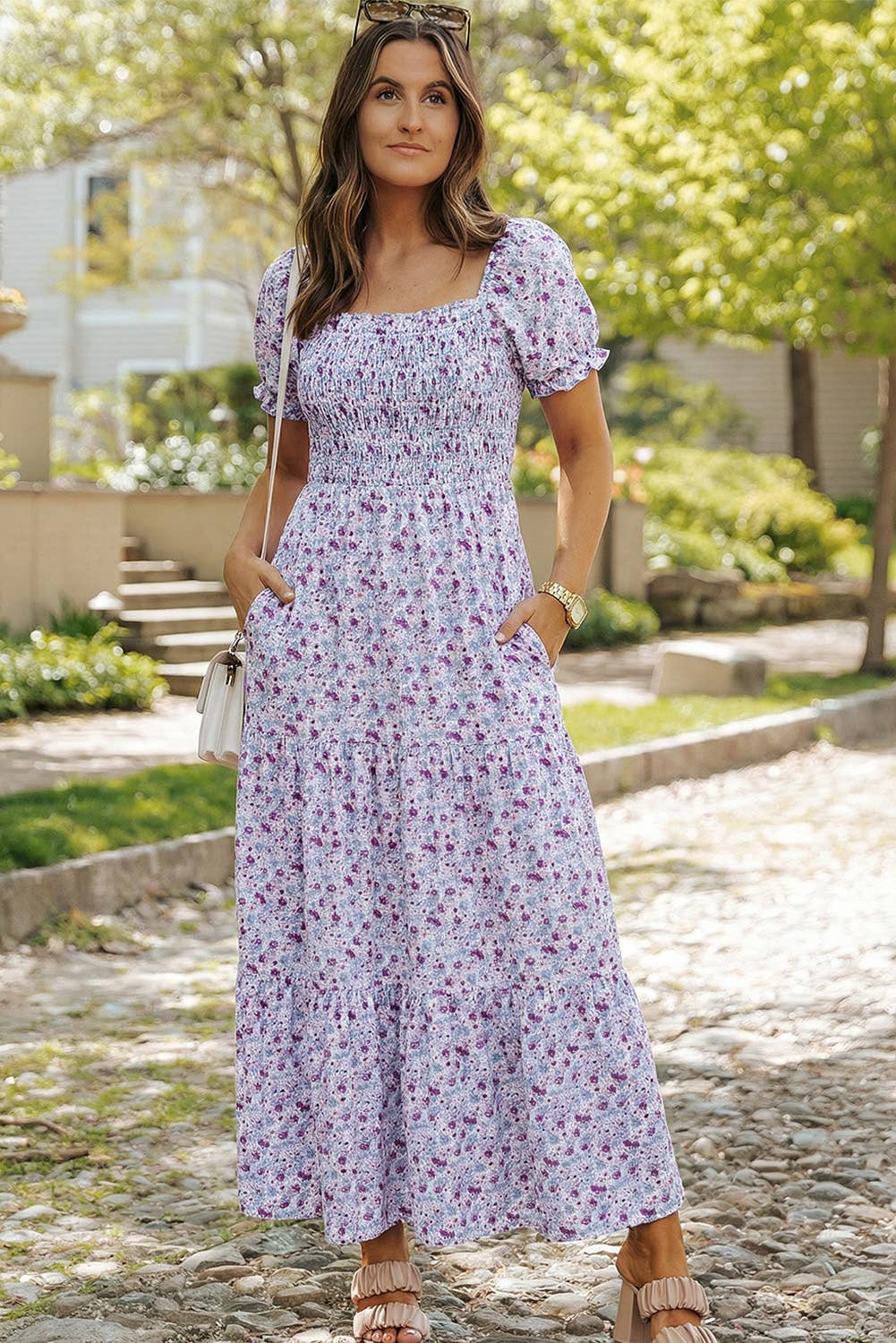 Bubble Sleeve Maxi Dress