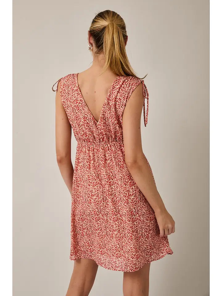 Surplice Sleeveless Tie Mini Dress