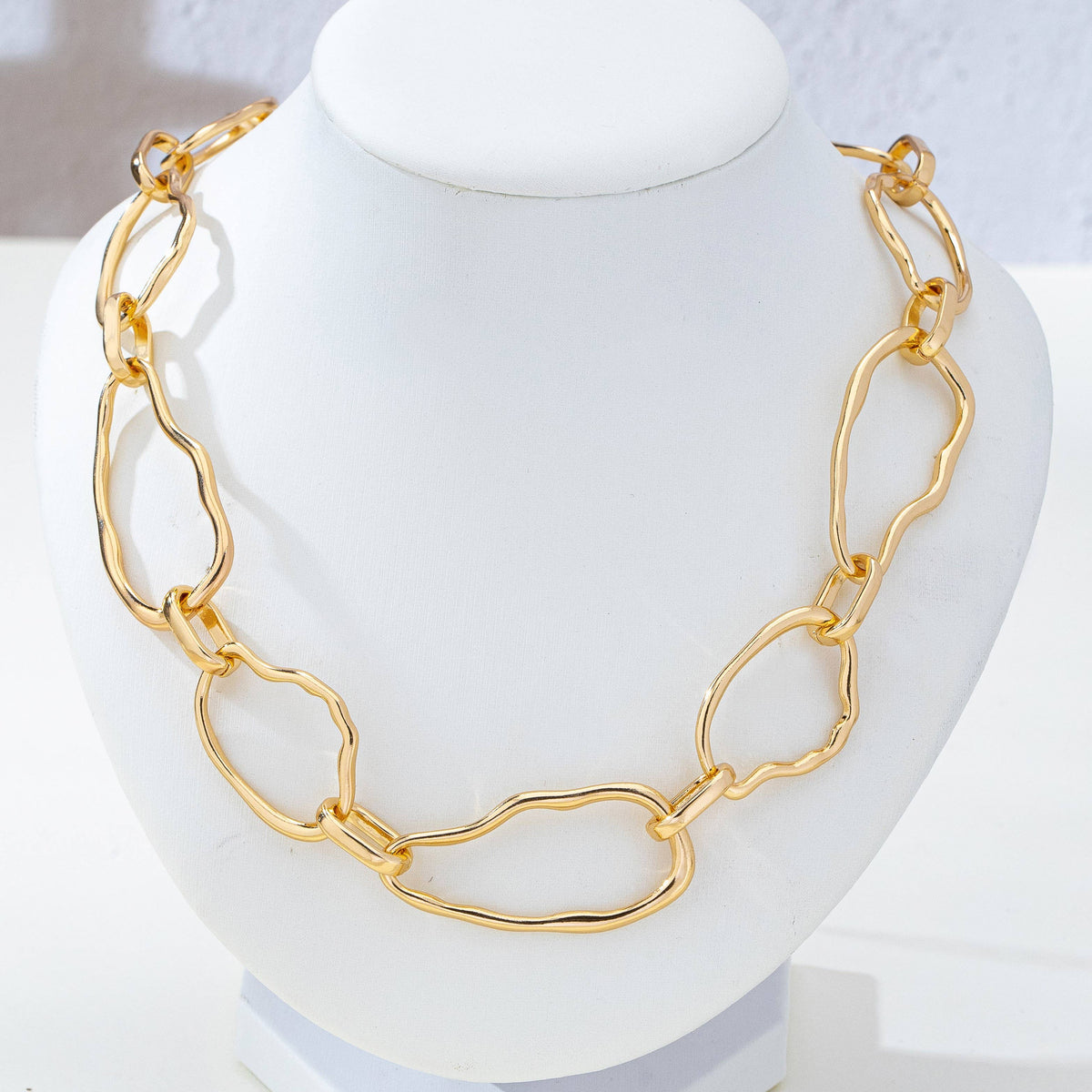 Artisanal Hammered Organic Link Necklace