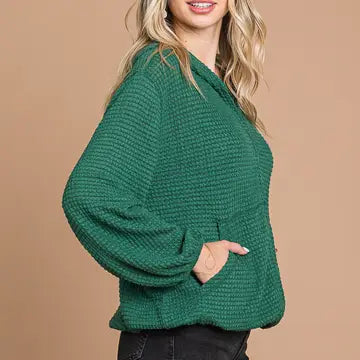 Zip-Up Hoodie Reverse Stitch Top