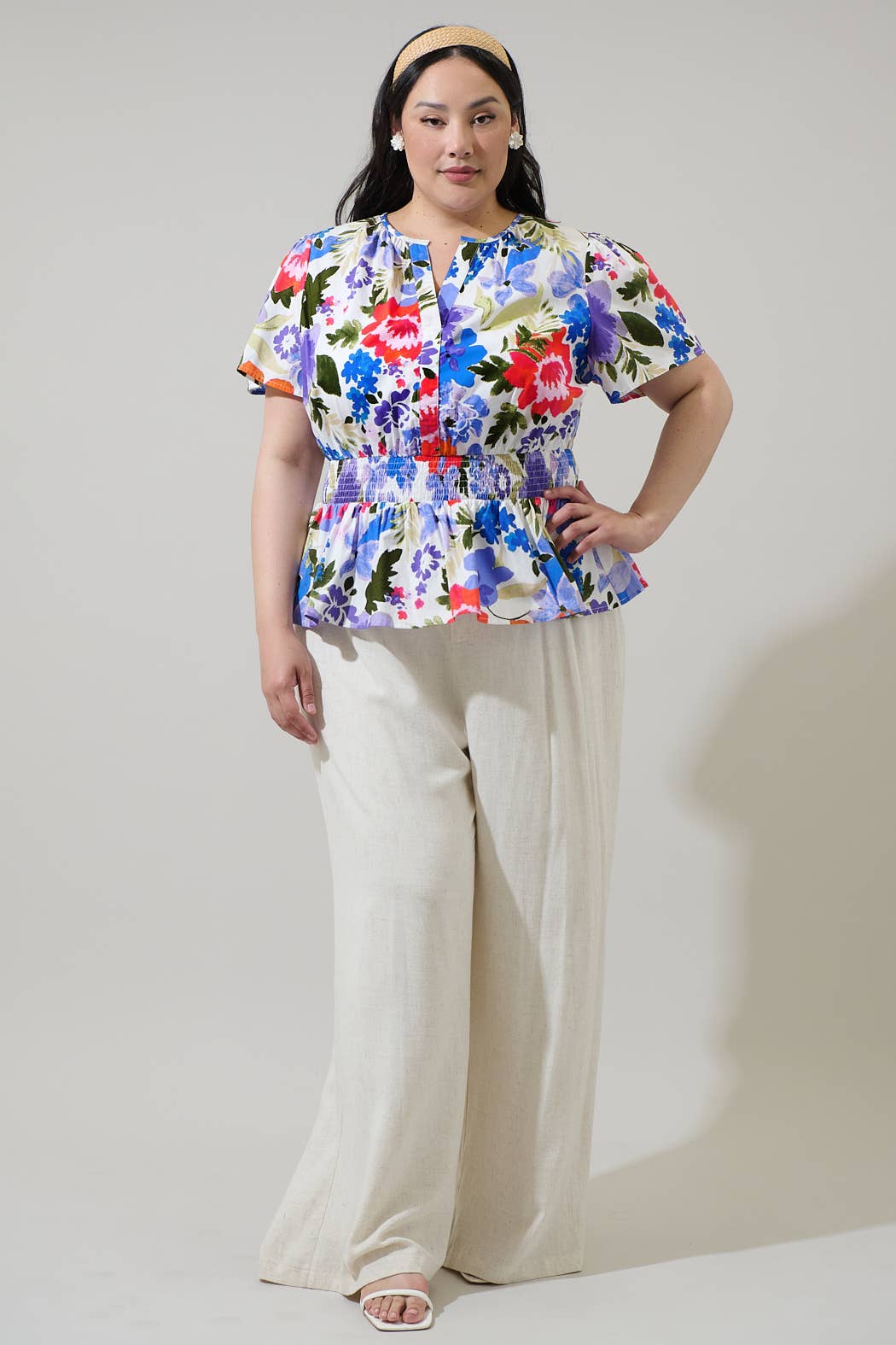 Floral Smocked Peplum Top