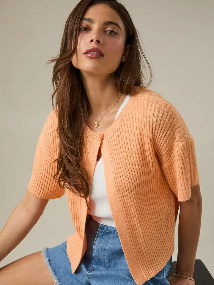 Round Neck Half Sleeve Sweater Cardigan