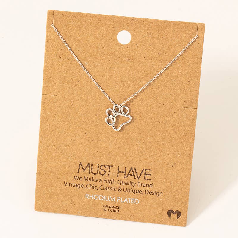 Wire Paw Pendant Necklace