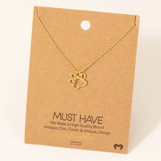 Wire Paw Pendant Necklace