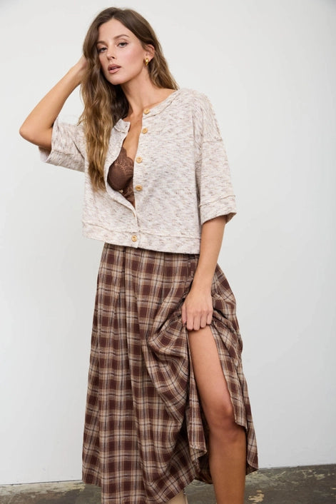 Marled Button Down Top