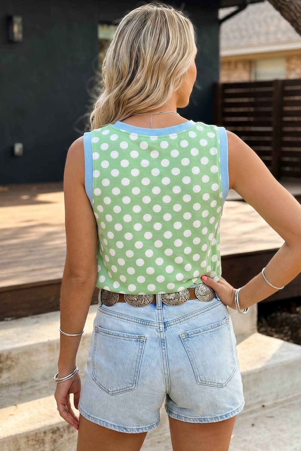 Polka Dot Trim Tank Top