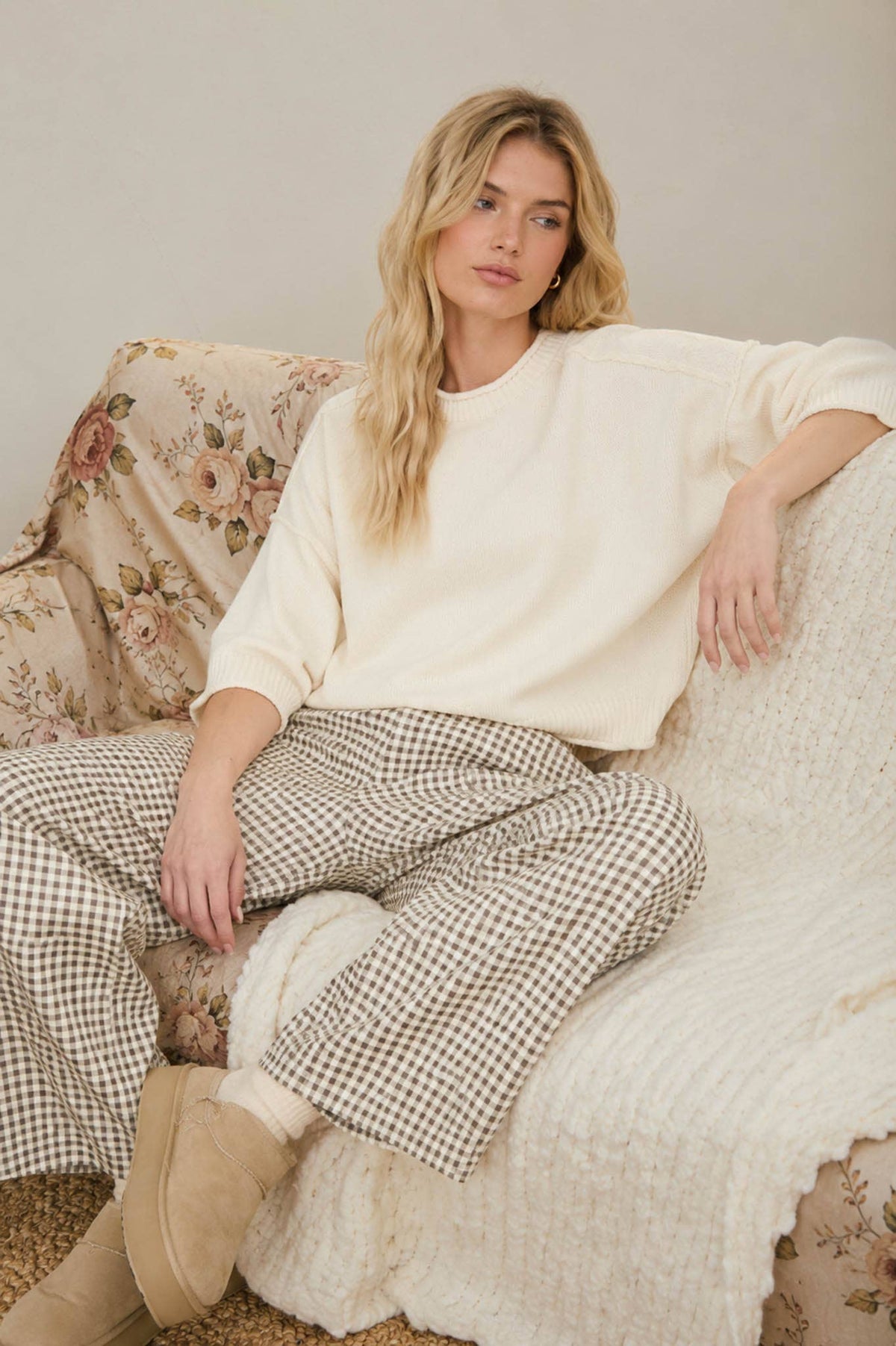 Gingham Barrel Pants