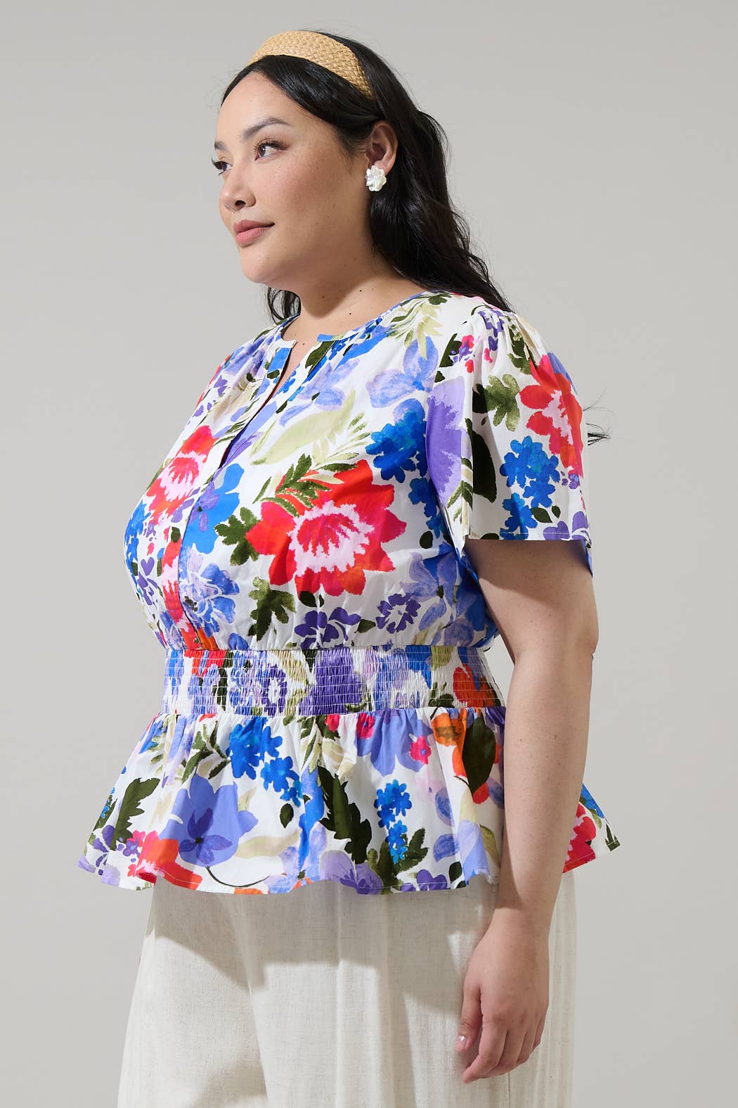 Floral Smocked Peplum Top